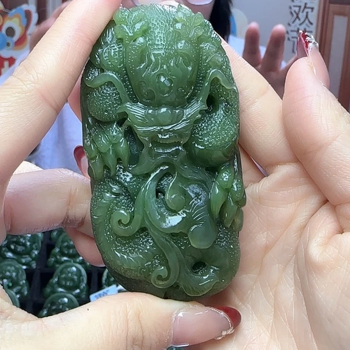 和田玉（碧玉）手把件未镶嵌