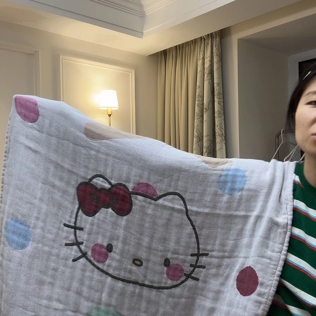 棉红色kt纱布毯子