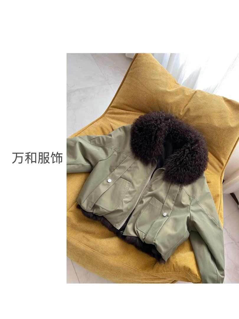 【暖芯冬日】新款两面穿整皮兔毛羊羔毛大毛领皮草外套