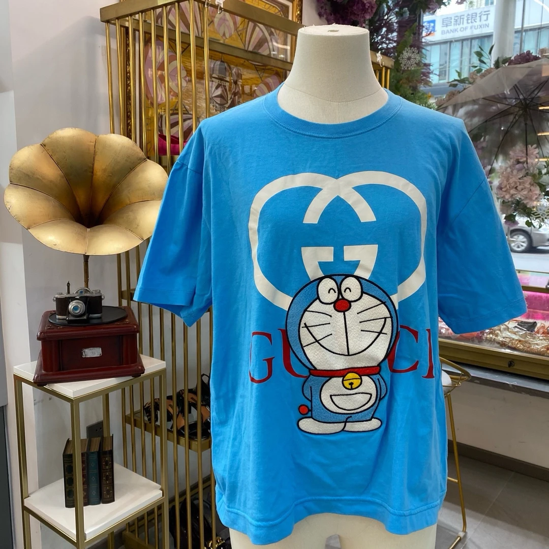 95新 GUCCI/古驰 叮当猫蓝色短袖