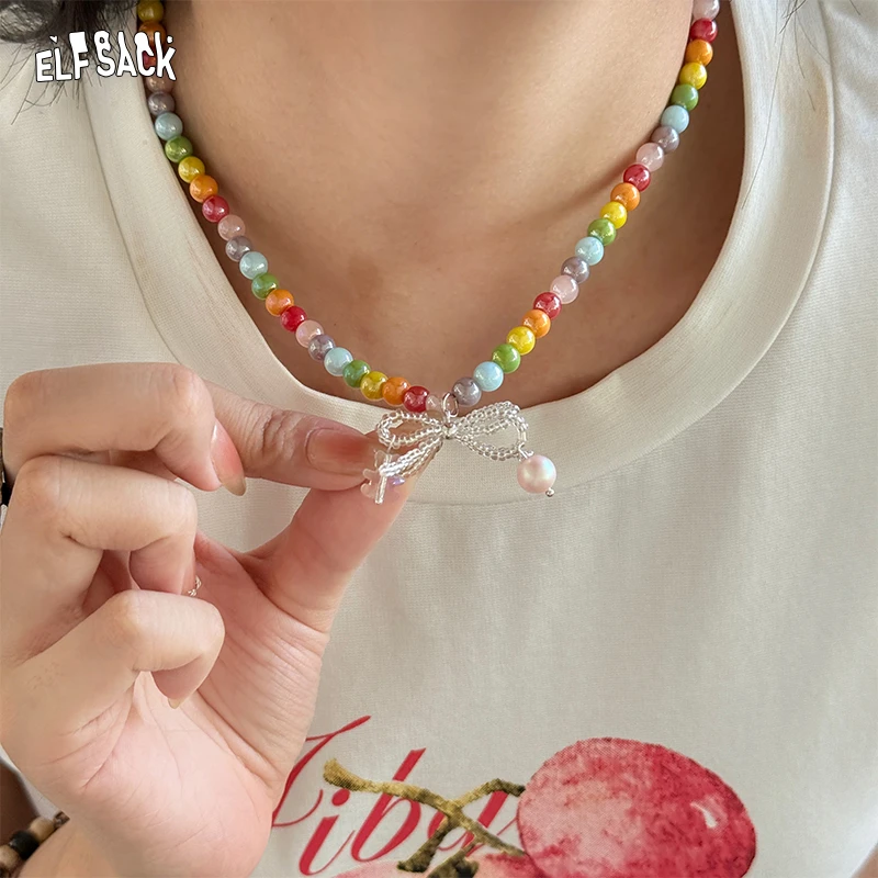 妖精的口袋玻璃珠蝴蝶结挂饰2025夏季新款项链设计感时尚