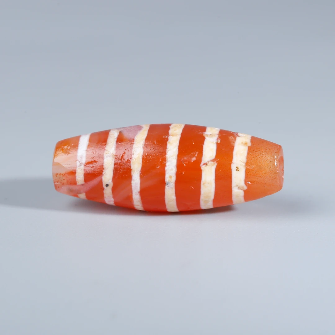 XY08-30东南亚pyu时期蚀花红玉髓六线管珠 8.2*22mm  珠串配饰