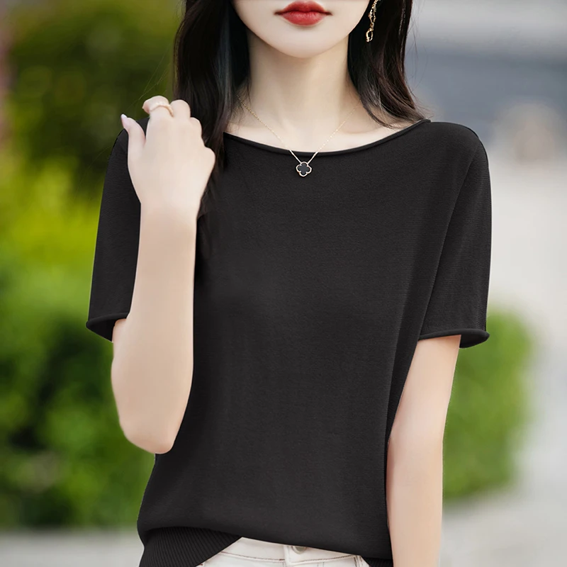 哥弟阿玛施正品圆领短袖t恤夏季2025新款针织衫上衣宽松洋气小衫