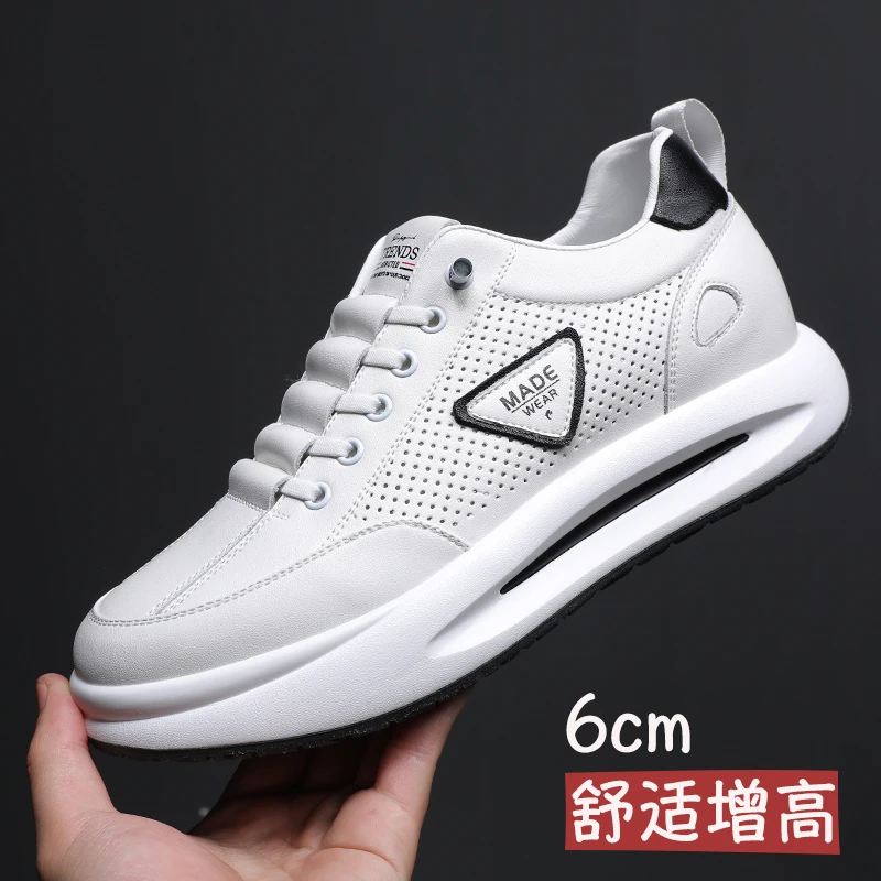 MAIGAOCHI/迈高池2025秋季新款内增高男鞋休闲鞋白色时尚百搭潮鞋