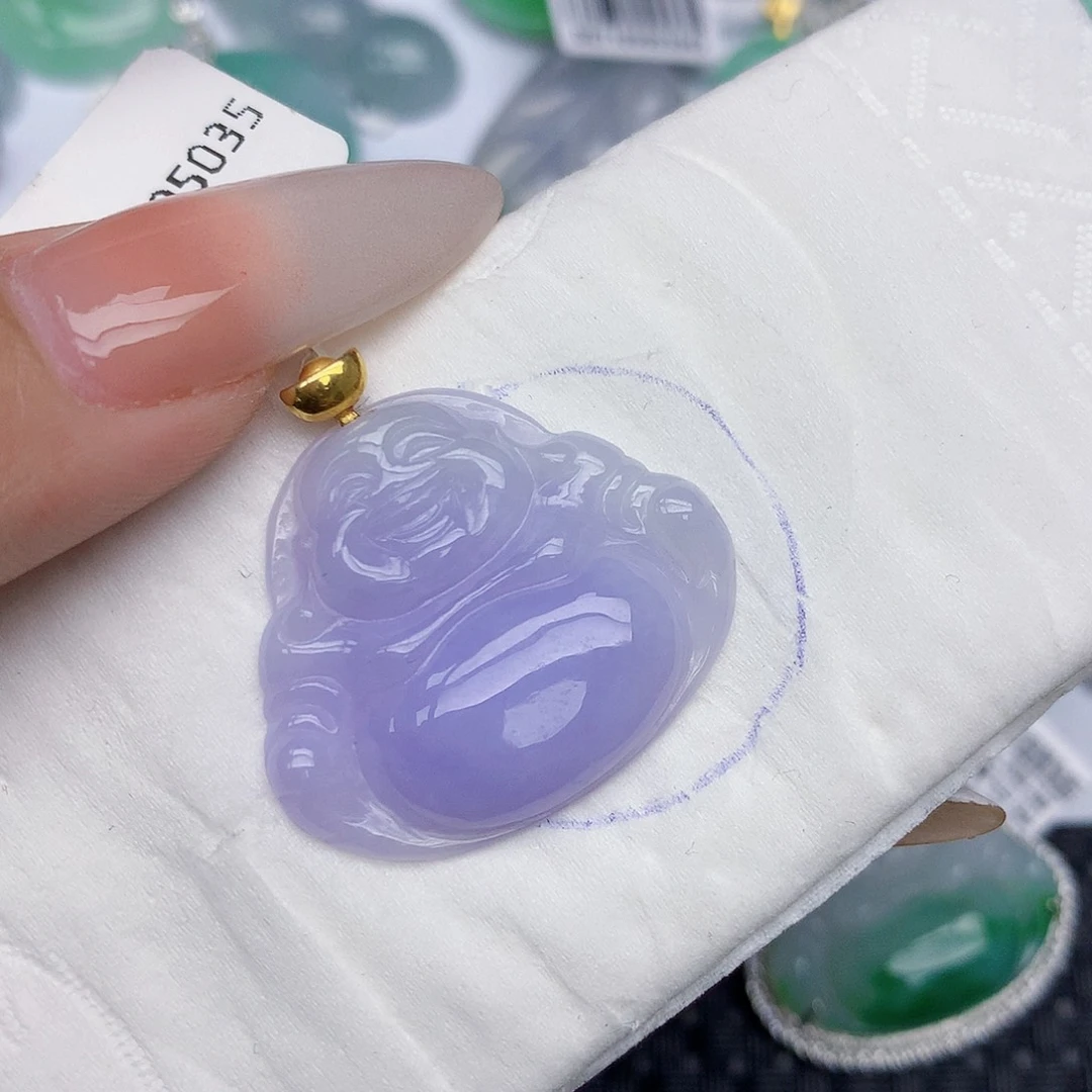 翡翠18K金镶嵌颈饰天然缅甸翡翠a货百元以上9元证书费自理