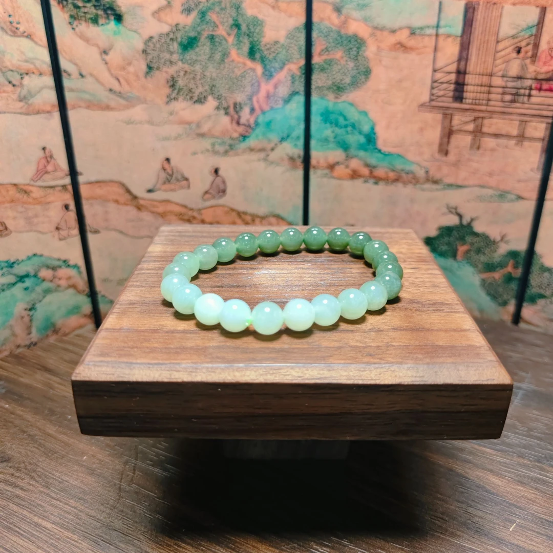 A和田玉渐变圆珠手串（卡8）0400