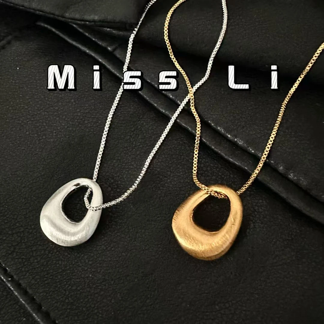 铜合金项链 拉丝椭圆环形项链 日常 百搭 经典 时尚745