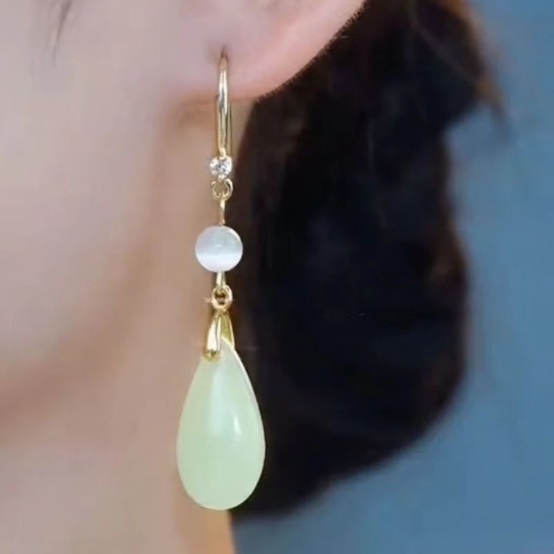 铜合金耳饰 新中式耳环中国风新款水滴耳环简约气质百搭女饰品