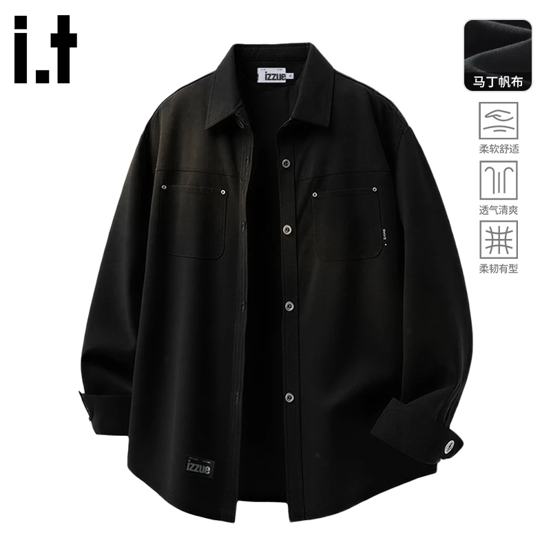 i.t izzue首尔风全棉马丁工装衬衫男2025秋季新款设计感小众外套