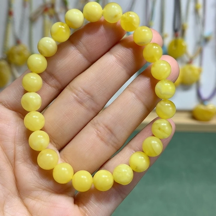 蜜蜡未镶嵌手链特价瑕疵7.9mm