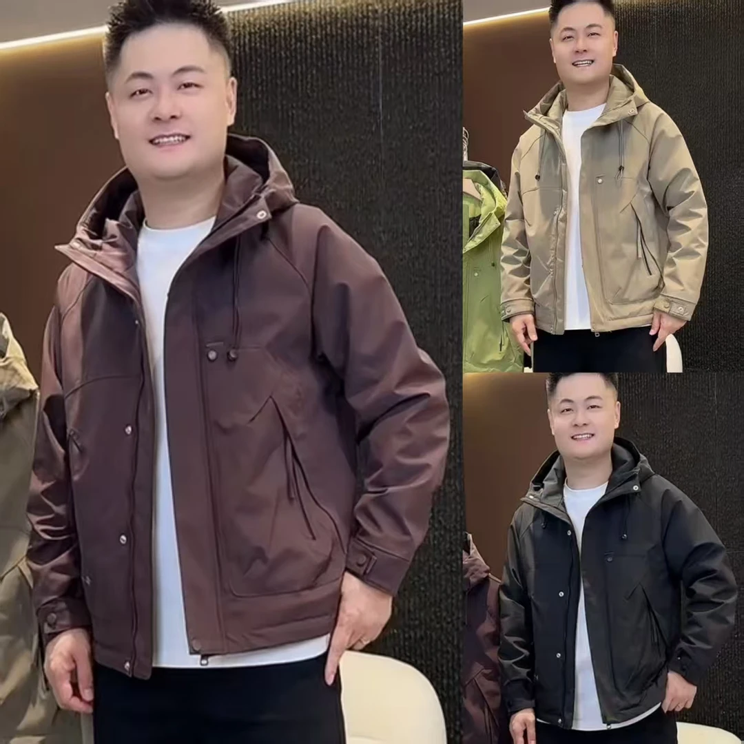 秋冬新款男士户外休闲棉服连帽外套时尚潮流宽松防风保暖二棉夹克