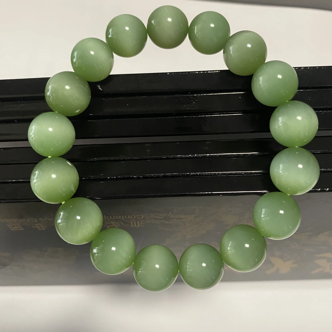 碧玉手串11+mm和田碧玉猫眼手串
