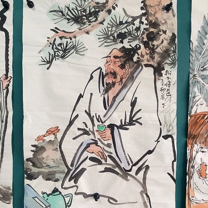 国画四尺三开手绘作品