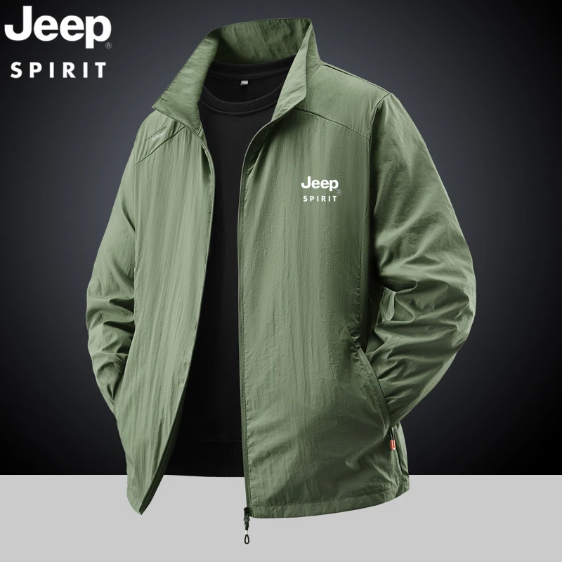 jeep吉普防晒服男士外套防紫外线夏季宽松风衣立领超薄夹克皮肤衣