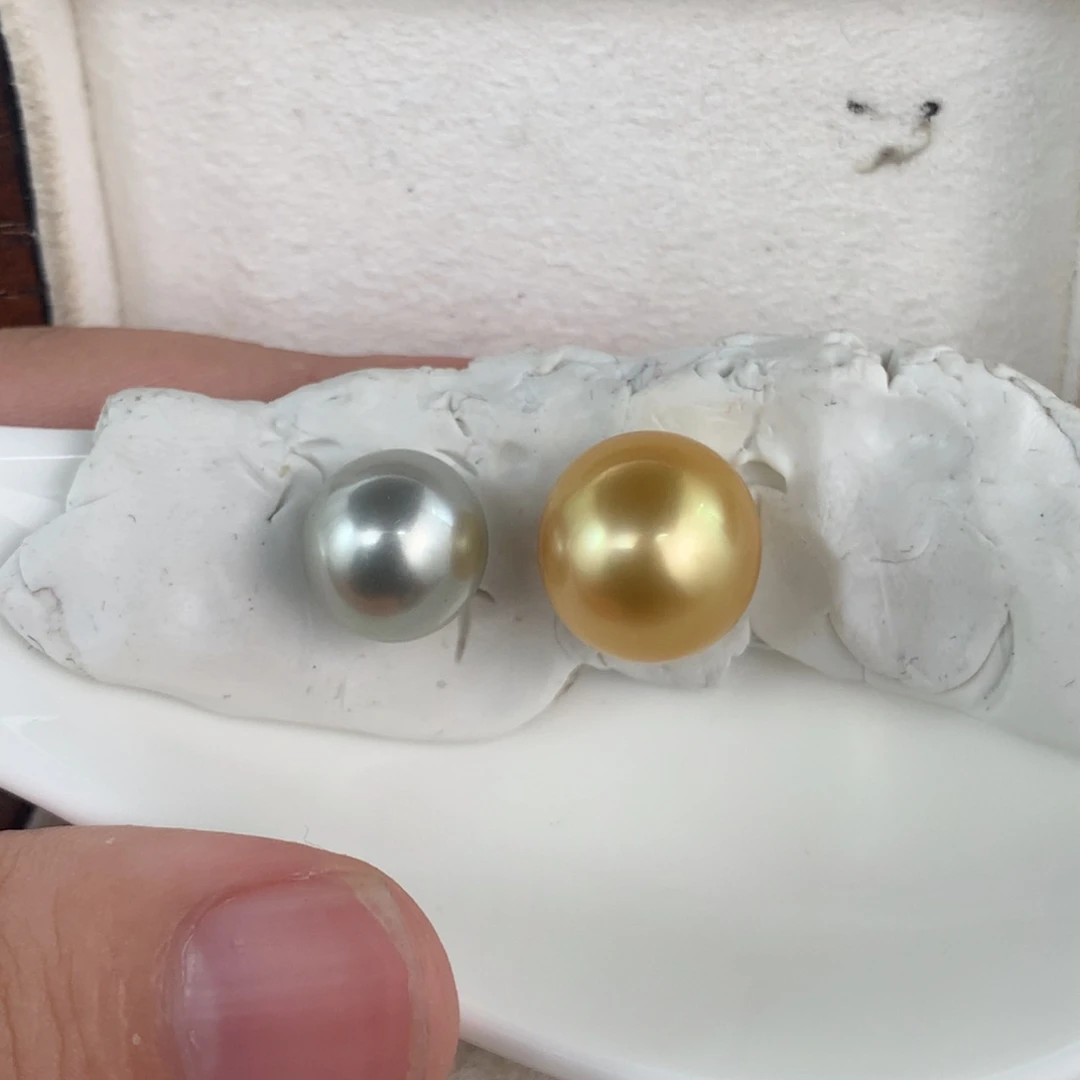 银S925镶嵌吊坠(不含链)定制海水珍珠铂金灰10-11 金珠12-13
