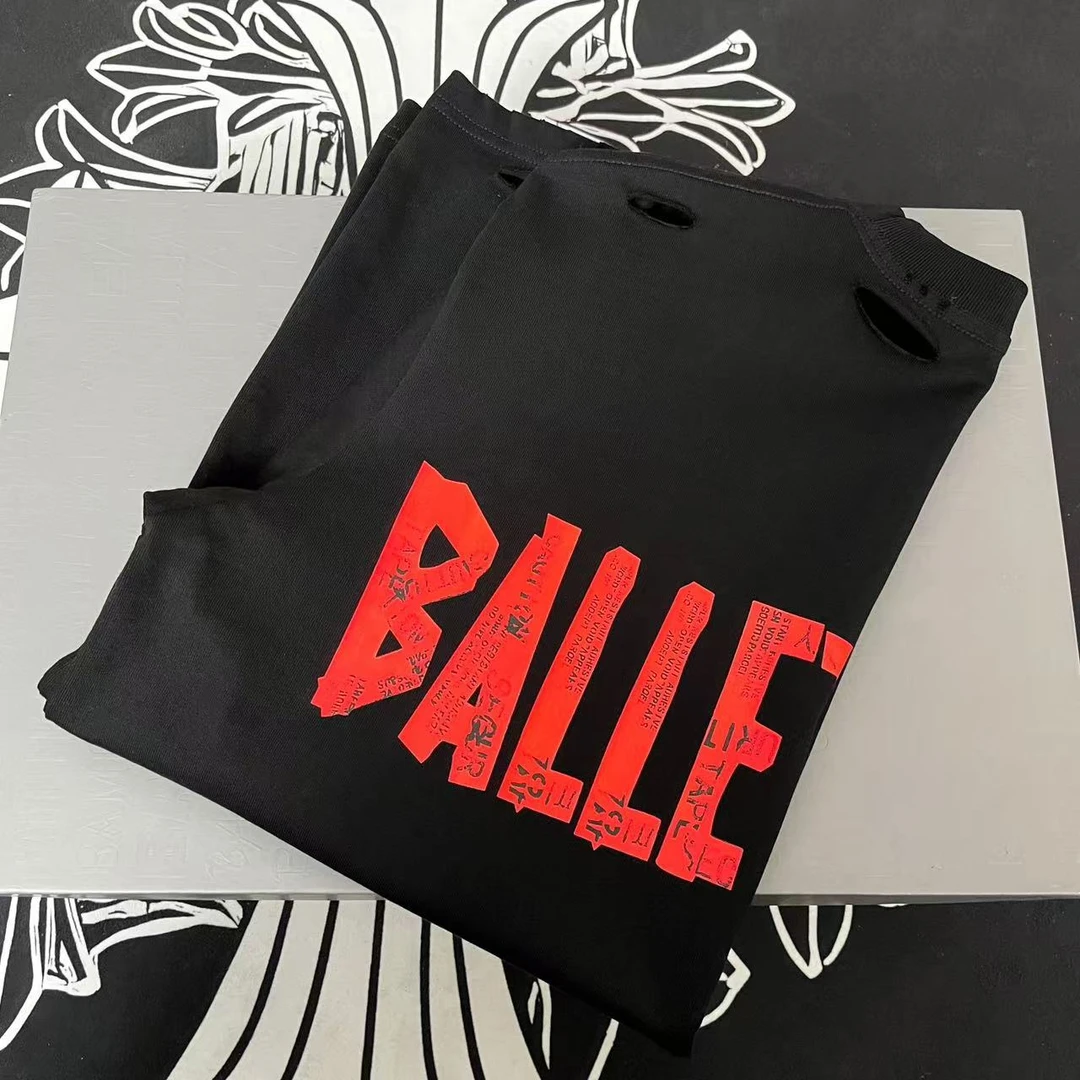 B002 【黑红胶带】25ss春夏限定高级感短袖T恤