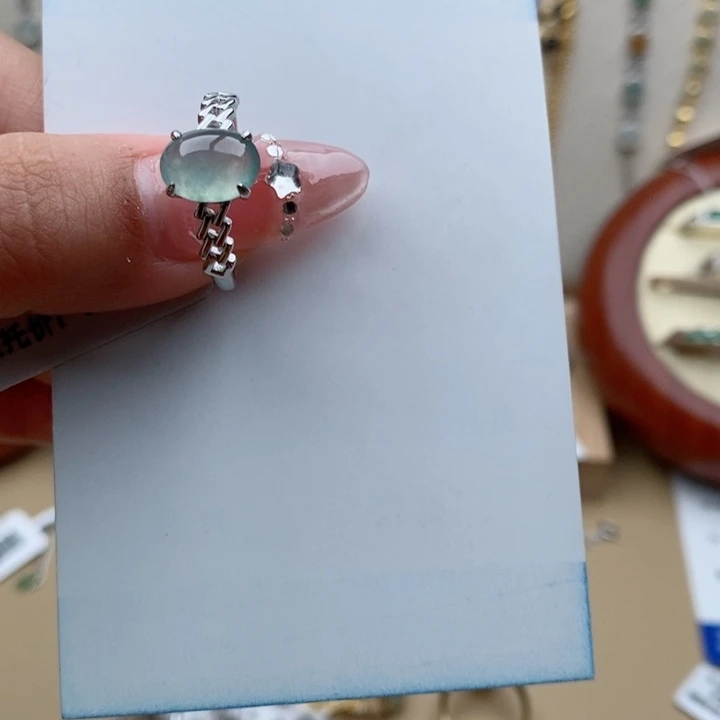 翡翠戒指银S925镶嵌1111