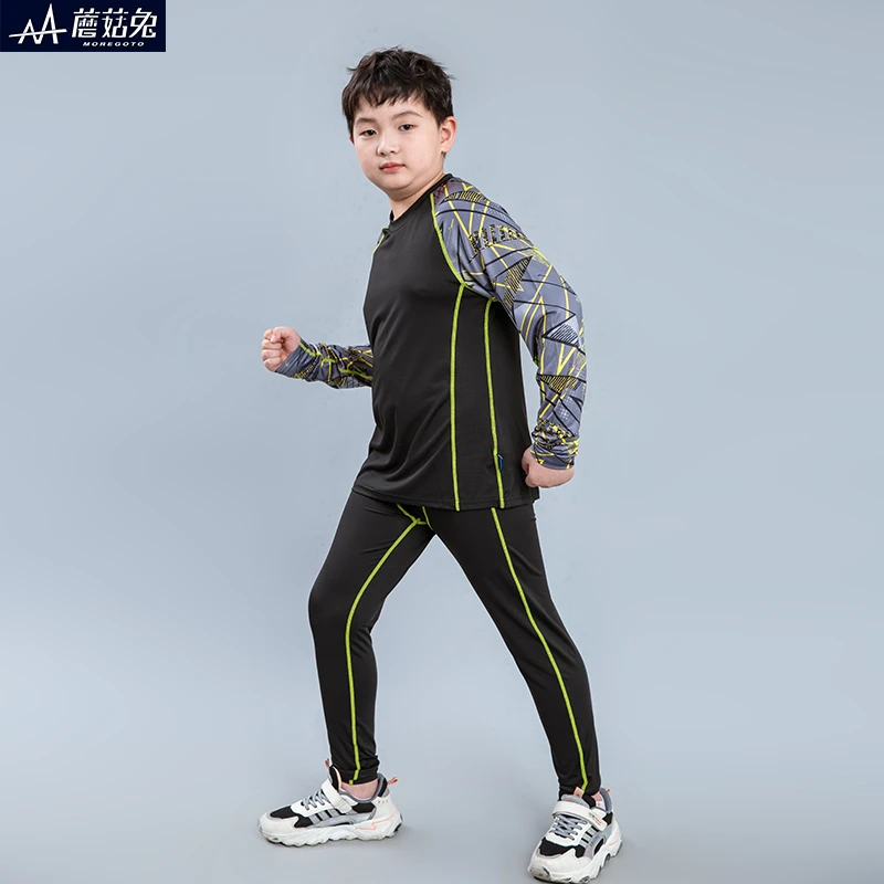 胖童男童体能训练服薄款中大童儿童篮球服打底衣胖男孩运动套装