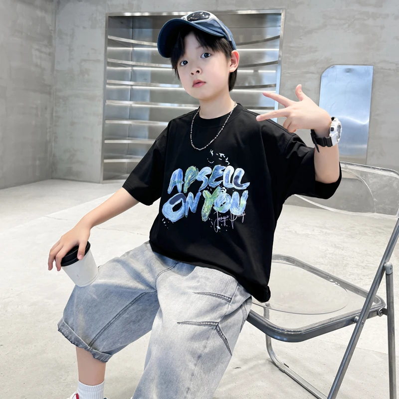 男童夏装套装T恤新款洋气中大儿童夏季短袖运动男孩痞帅气时髦潮