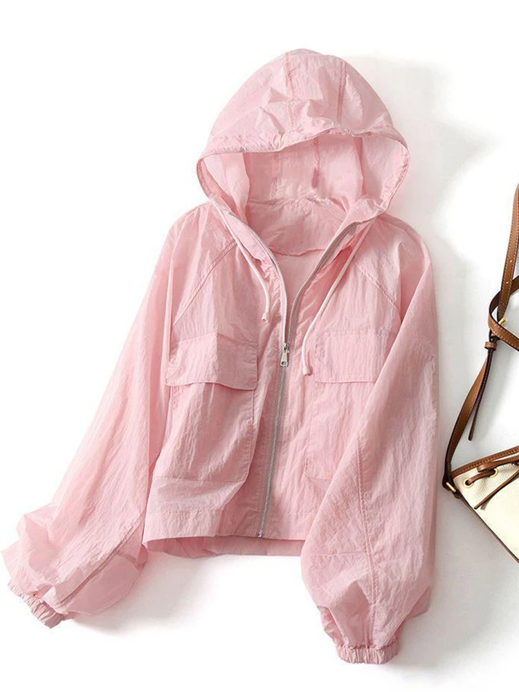 防晒衣女外套洋气小个子2025夏季薄款纯色宽松时尚连帽廓形上衣潮