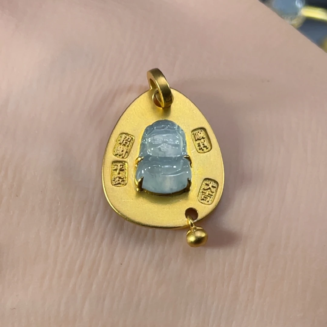 翡翠银S925镀金镶嵌吊坠(不含链)