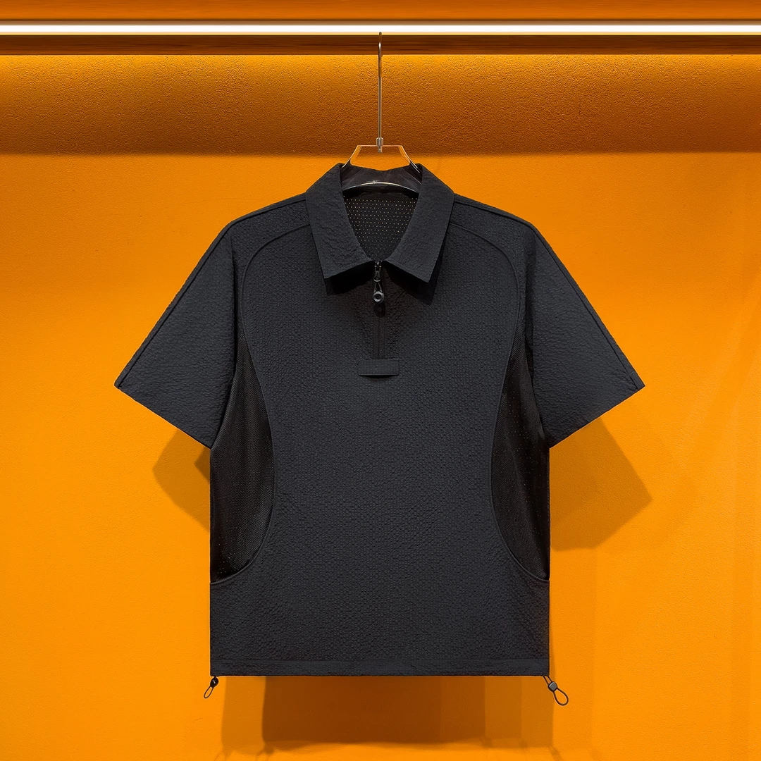 高端泡泡纱凉感短袖Polo衫男士夏季薄款速干翻领抗皱高级polo衫