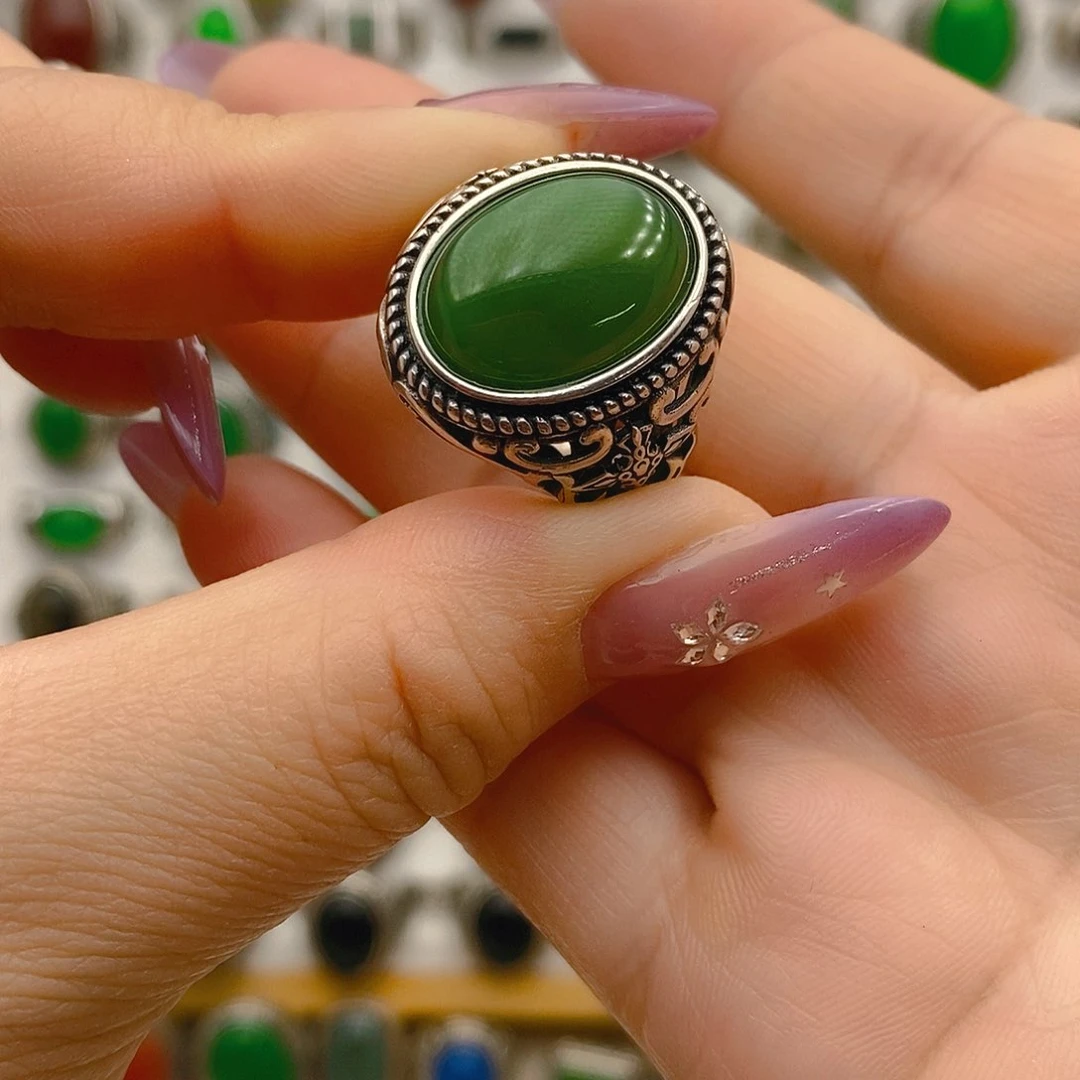 和田玉戒指银S925镶嵌用****6