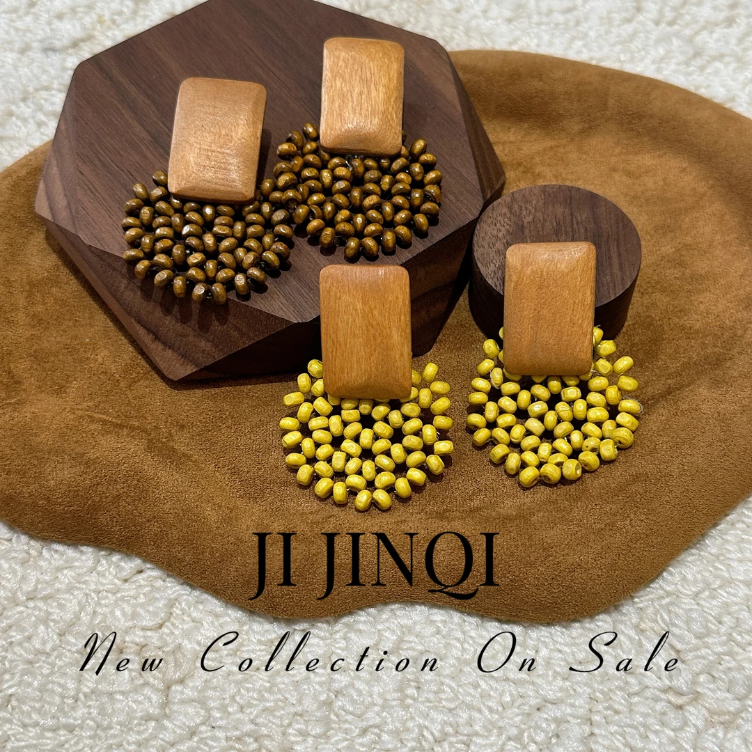 非金属木质耳饰 时尚气质百搭简约复古耳环JINQD0310