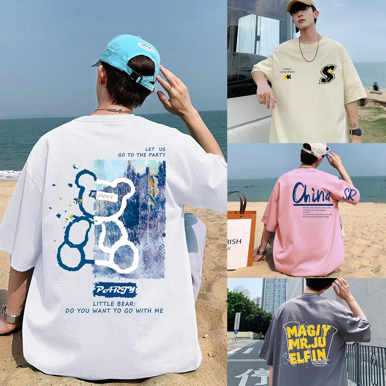 爆款宽松短袖男女情侣2025新款潮牌短袖T恤 纯棉半袖打底衣服潮流