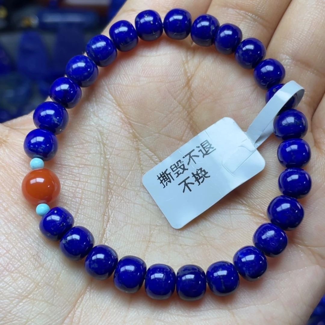 青金石未镶嵌7×6mm老型手串