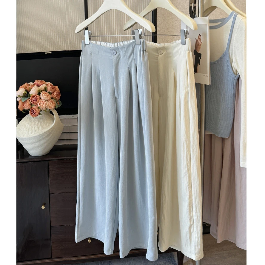 【柔软舒适】九分裤遮肚腩休闲裤女夏2025新款阔腿裤宽松直筒长裤子