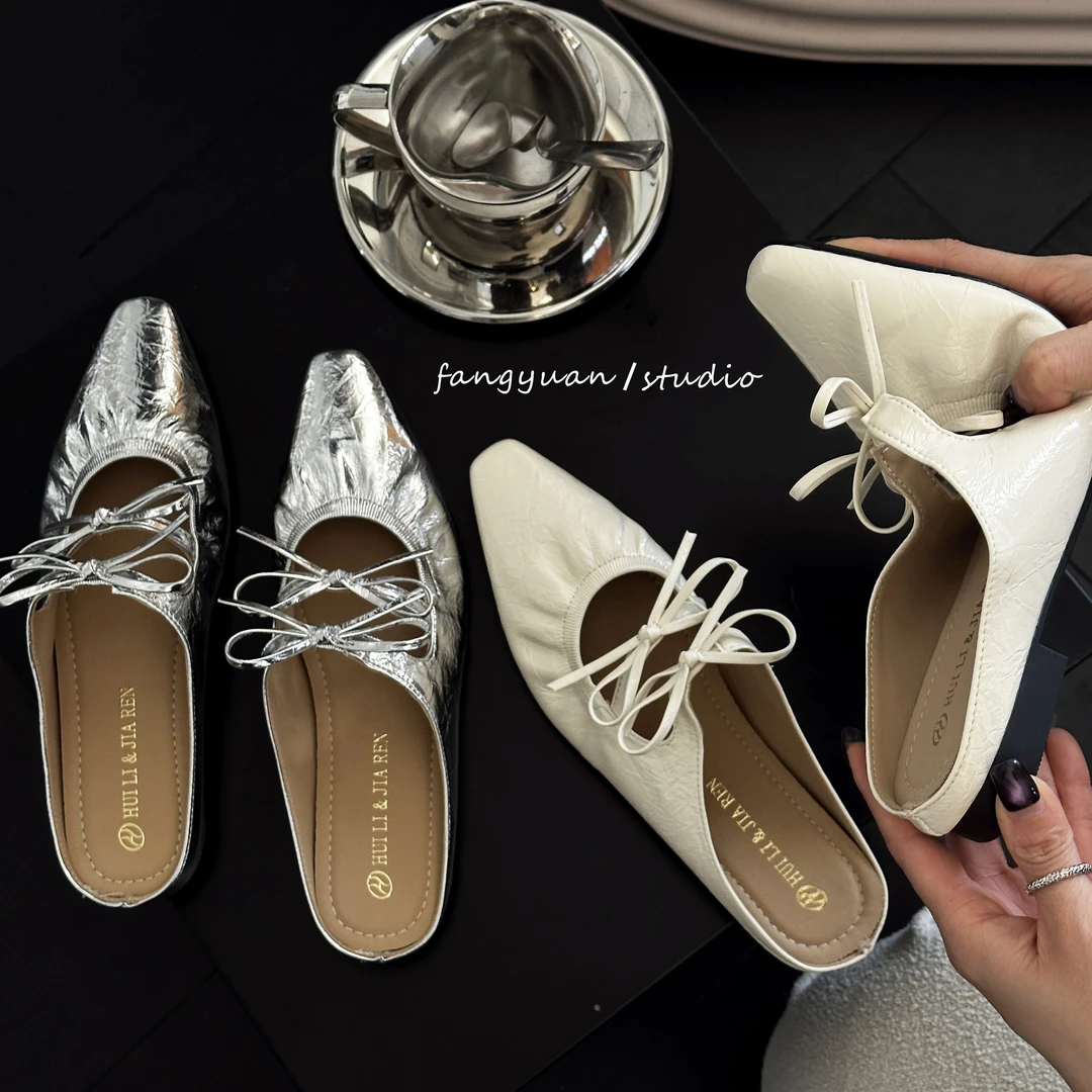 法式尖头夏季复古风日常复古网红欧美大牌个性软底包头拖鞋