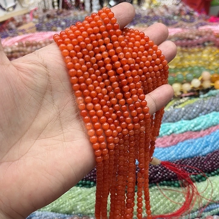 玛瑙/玉髓珠宝半成品未镶嵌一条4.5mm左右南红