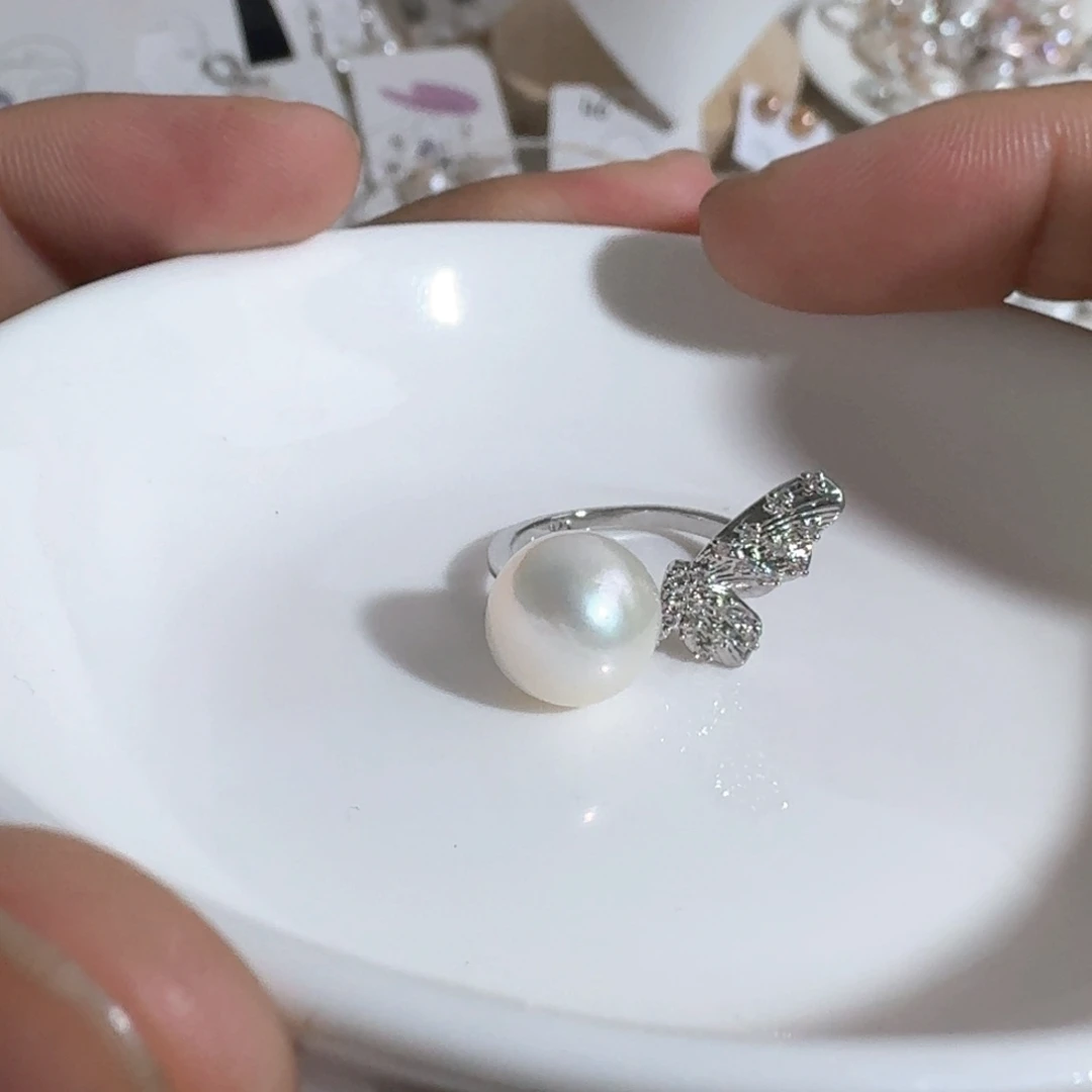 合金淡水珍珠戒指