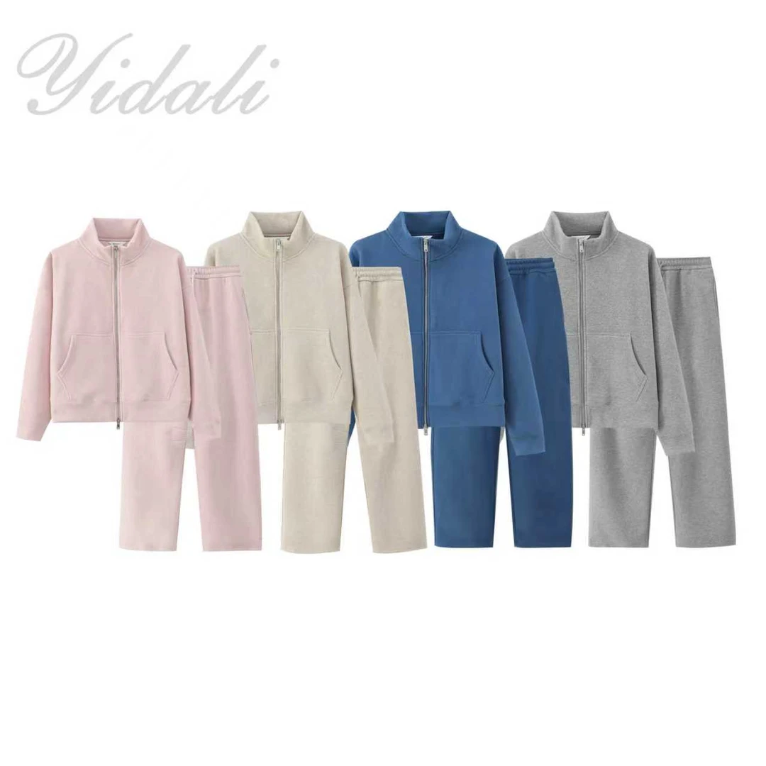 「新年特定」冬季重磅糯米绒加绒加厚女士立领休闲卫衣套装T2557