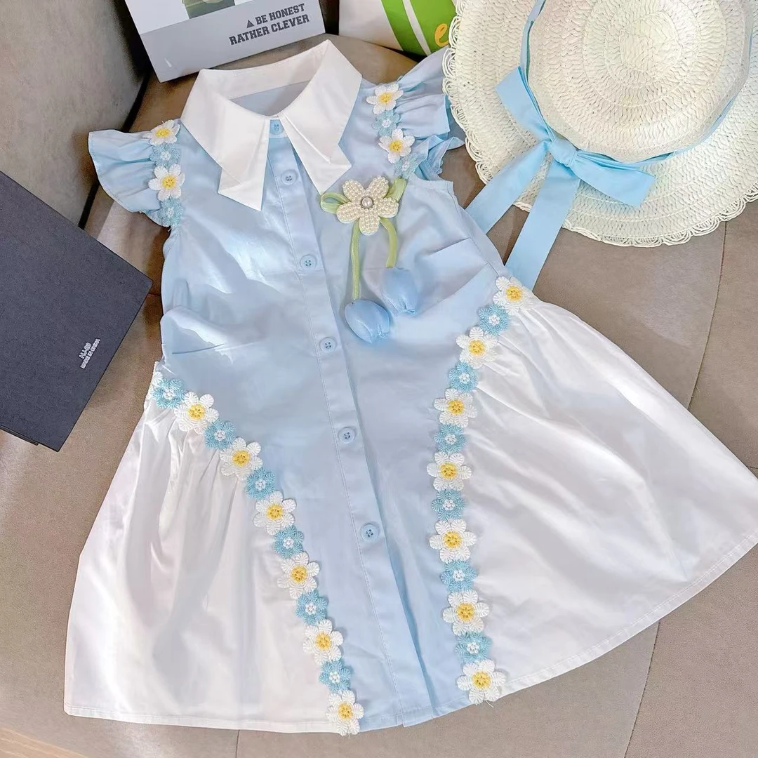 女童连衣裙女宝宝夏装棉裙子中小童韩版夏季短袖公主裙碎花