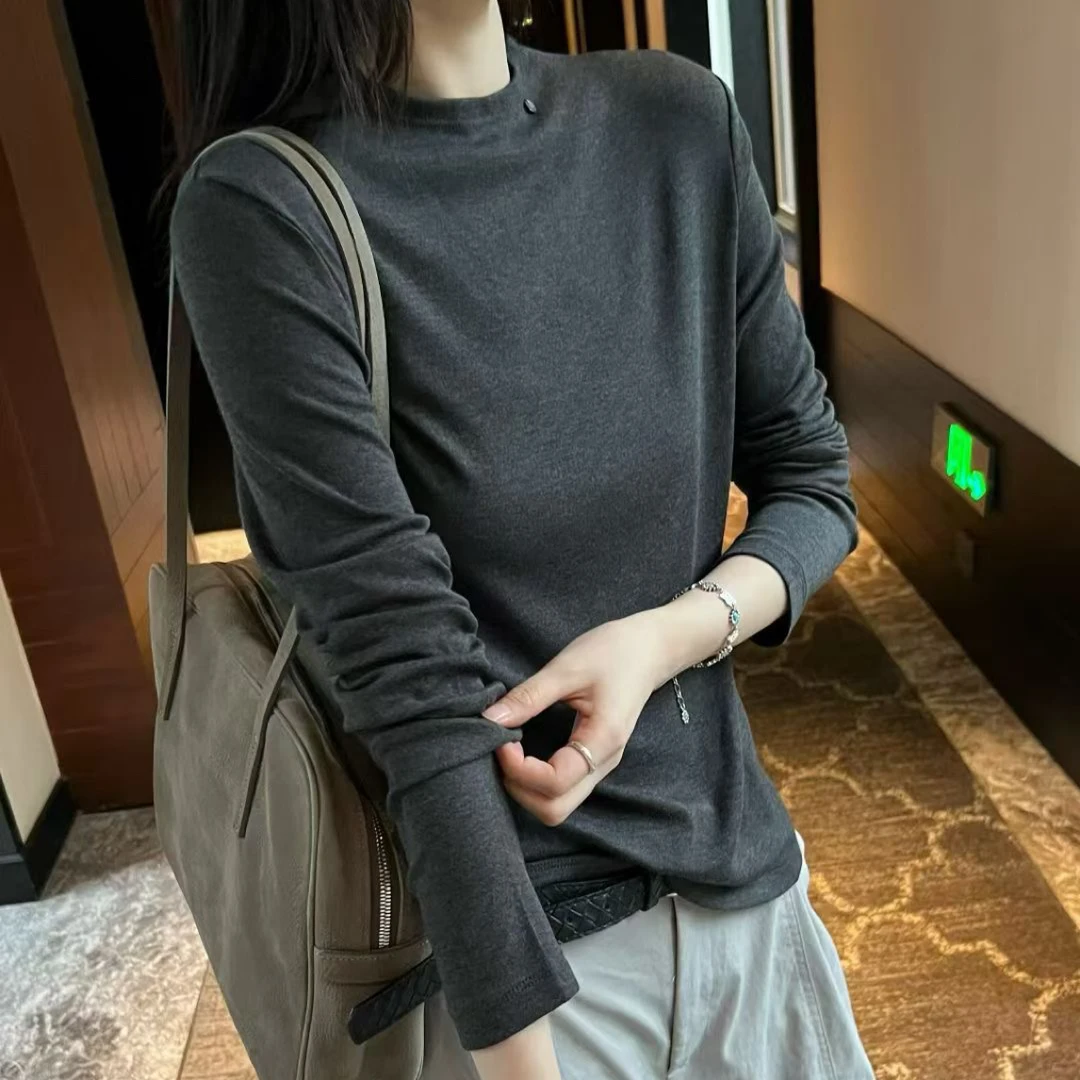 NZB 秋装新品纯色光版简约百搭长袖T恤