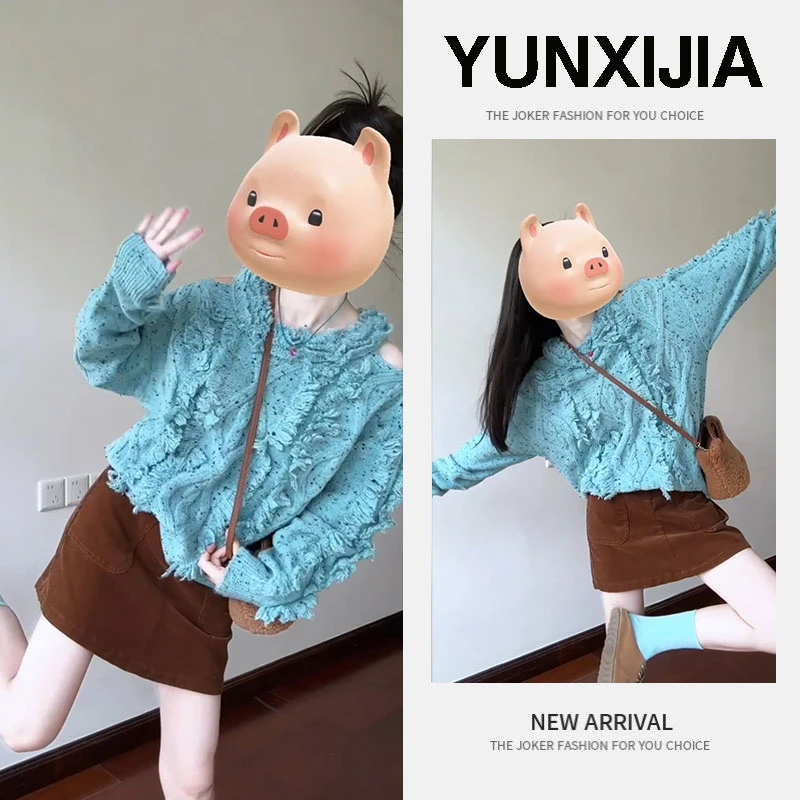 2025秋季新款时尚甜美减龄宽松设计感慵懒风上衣短裙两件套