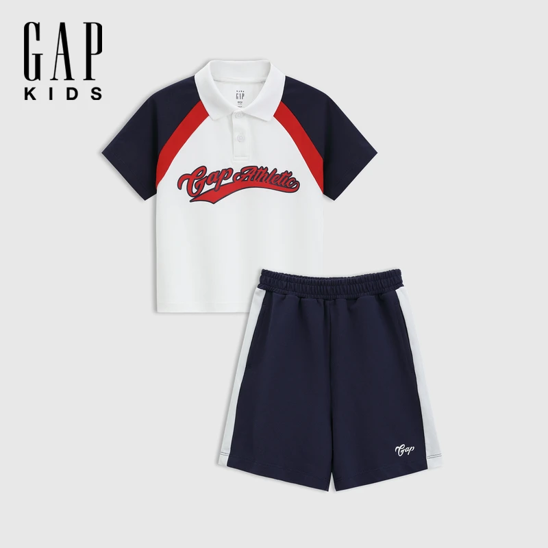 【大小童同款】Gap男童2025夏季新款polo领短袖T恤短裤套装774543