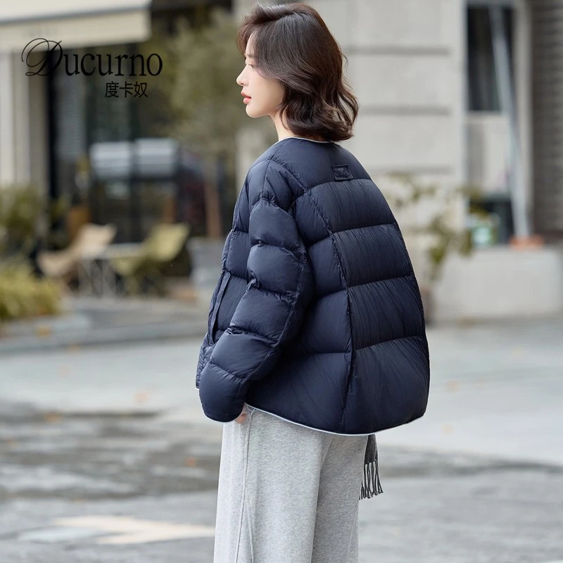 加厚圆领羽绒服女款2026年冬季韩版百搭小个子白鸭绒大气保暖外套