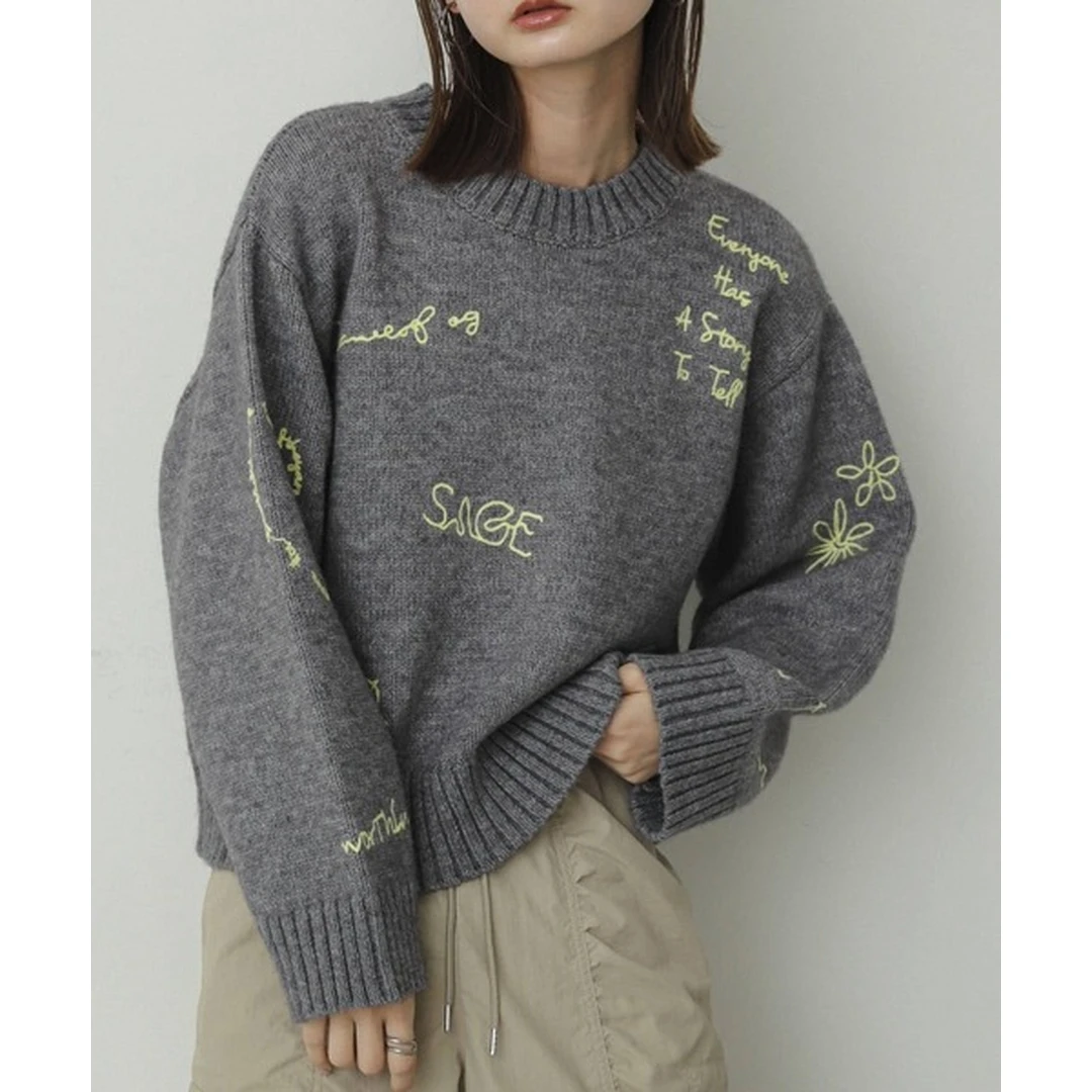 【Montendre】秋季新款 S  重工刺绣宽松时尚设计百搭针织上衣