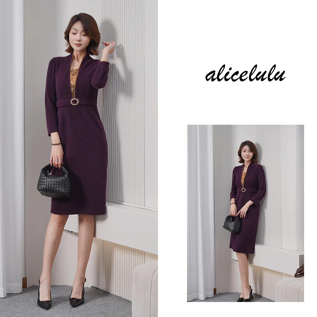 2alicelulu美丽陷阱.紫色太阳花连衣裙轻熟高级S2145409W