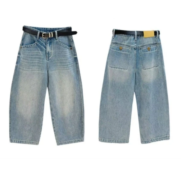 2025【海屿追光】夏季薄款时尚高腰显瘦休闲设计师九分牛仔裤