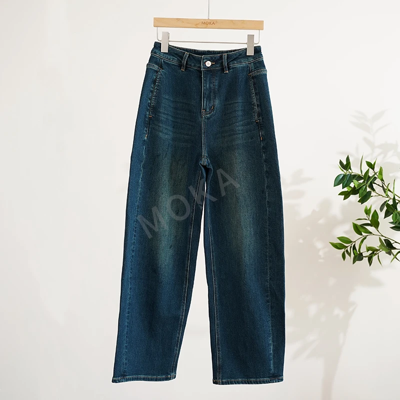 意大利全面弹复古蓝镰刀裤女士裤子（241754）20912