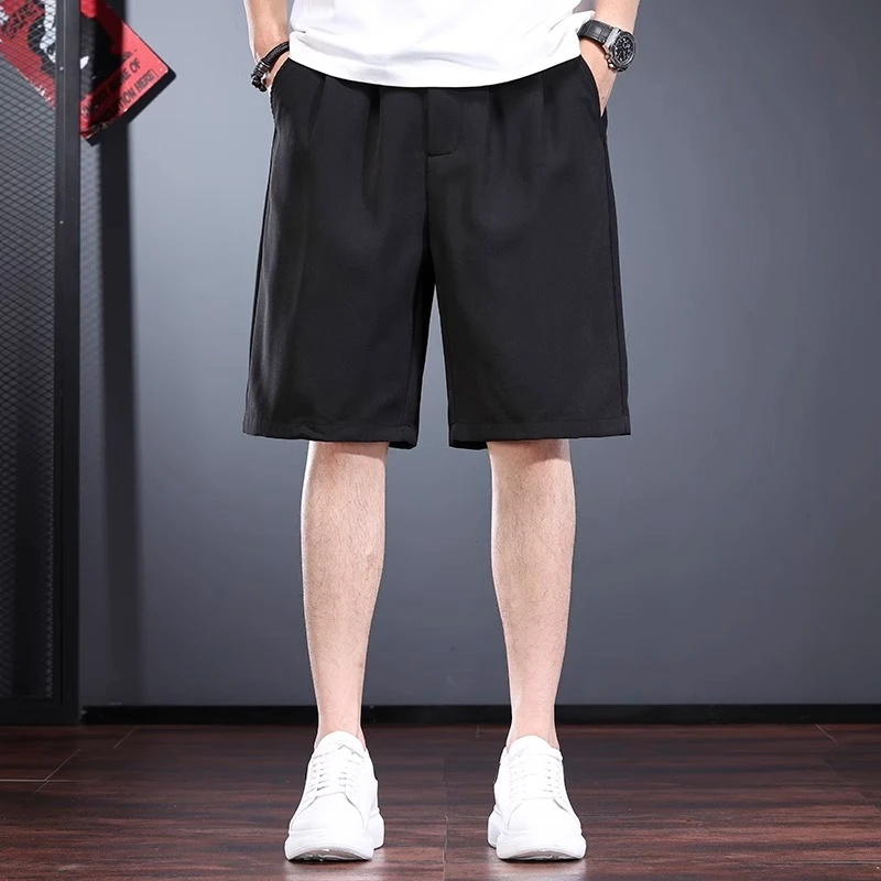 臣吾夏季西装短裤男宽松直筒休闲西裤高端垂感中裤潮流商务五分裤