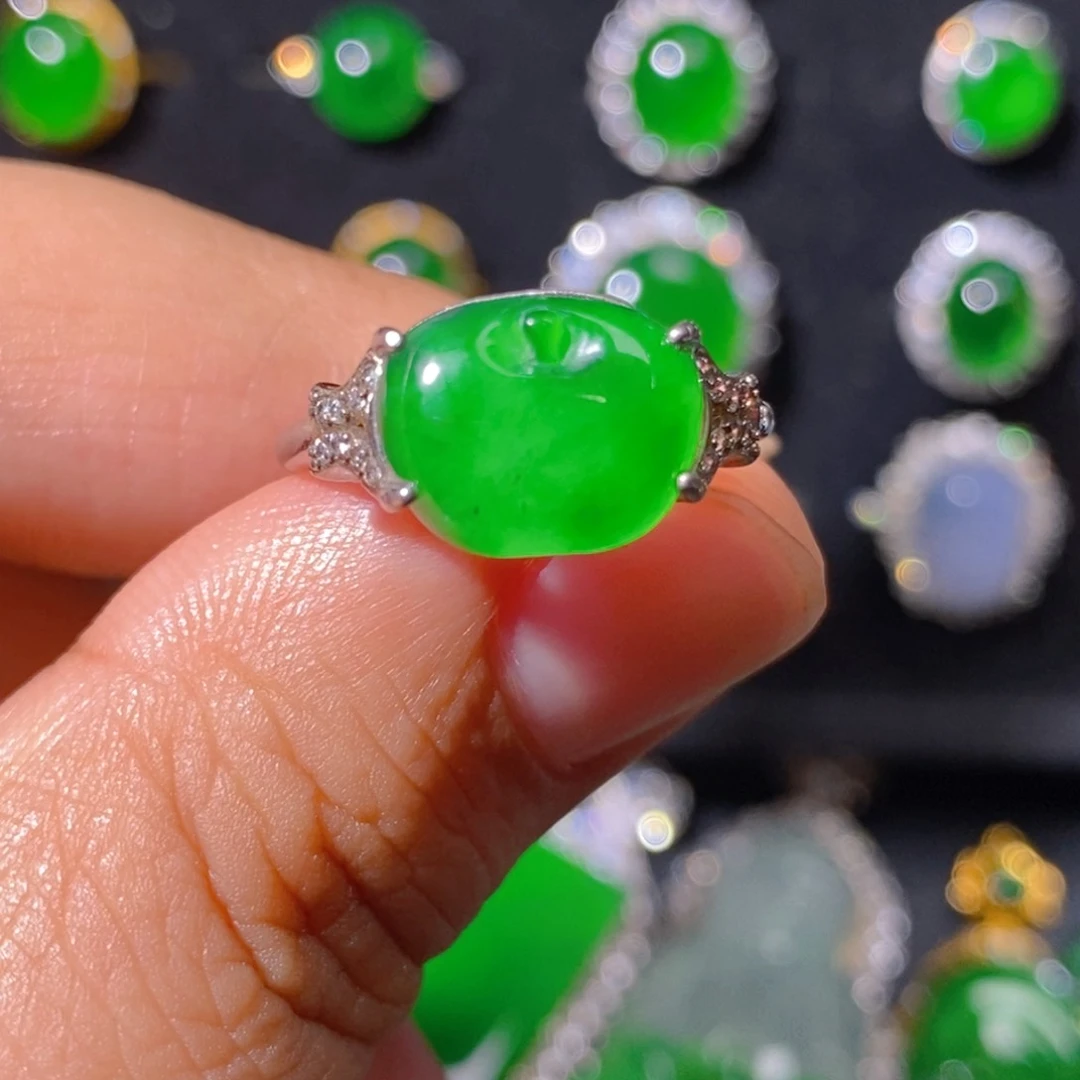 翡翠戒指银S925镶嵌1111111111111