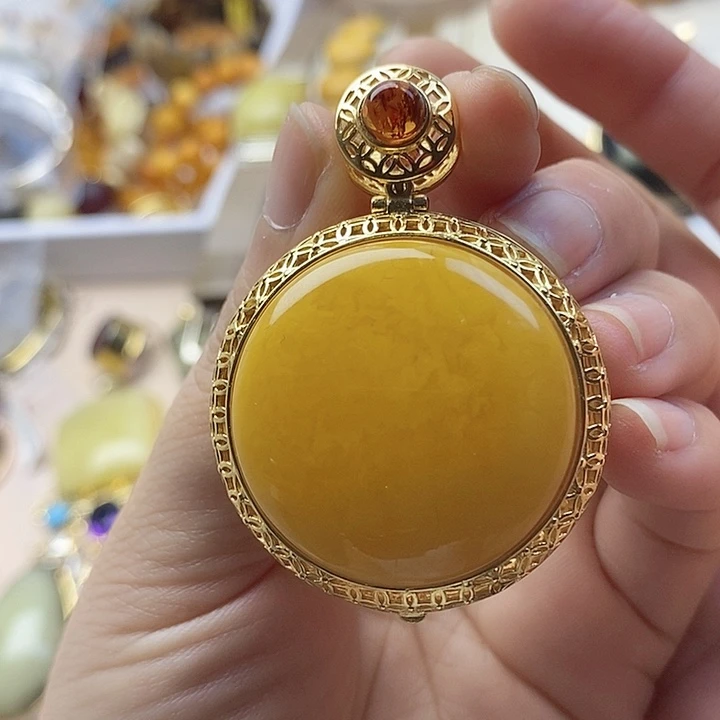 银S925镶嵌颈饰蜜蜡蜜蜡吊坠