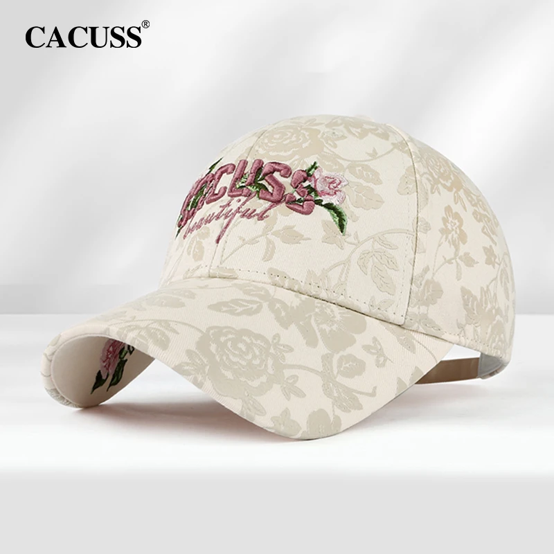 【Cacuss】帽子户外女夏季重工刺绣印花高级感鸭舌帽可调节遮阳帽