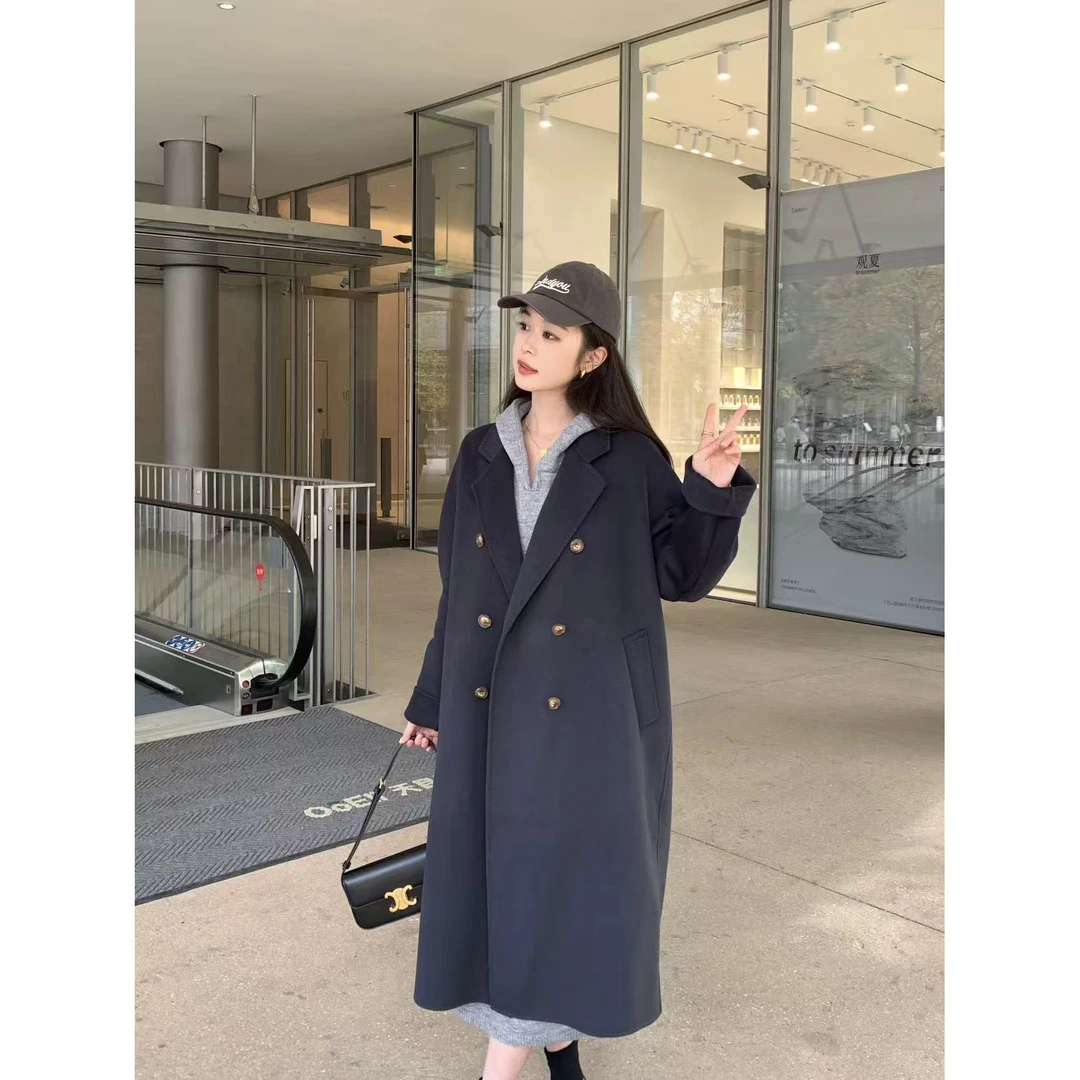 8153  M大衣秋冬季新款韩版气质百搭女中长款毛呢外套