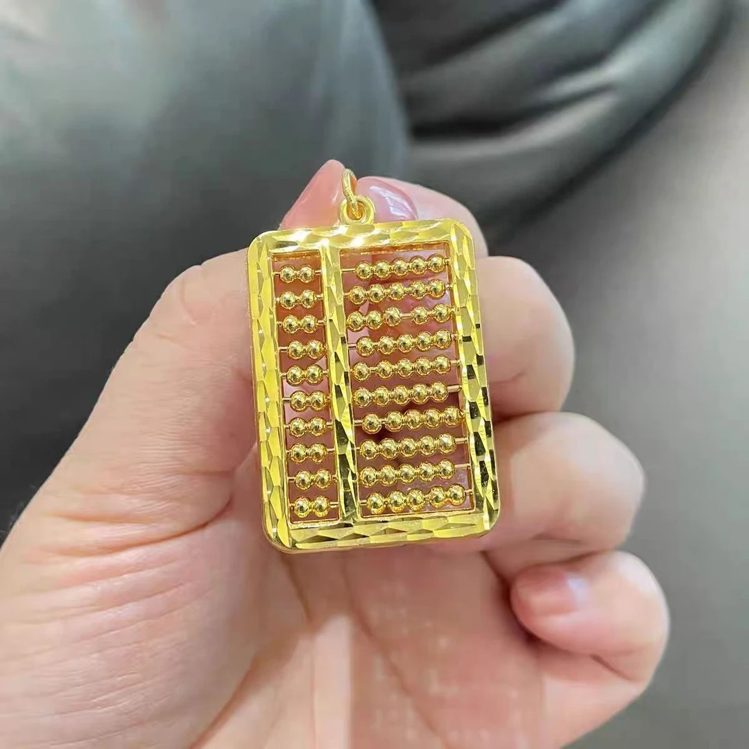 吊坠足银 坠链足银 经典金色算盘吊坠女款气质时尚百搭